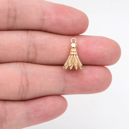 4pcs Gold Badminton Charm, Earring Charm, Jewelry Making, Diy Material, Jewelry Supplies (GB-2414)