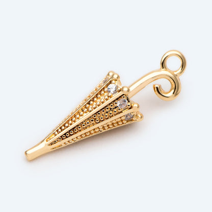 4pcs CZ pave Umbrella Charm, Earring Charm, Jewelry Making Supplies, DIY Material Wholesale (GB-2417)