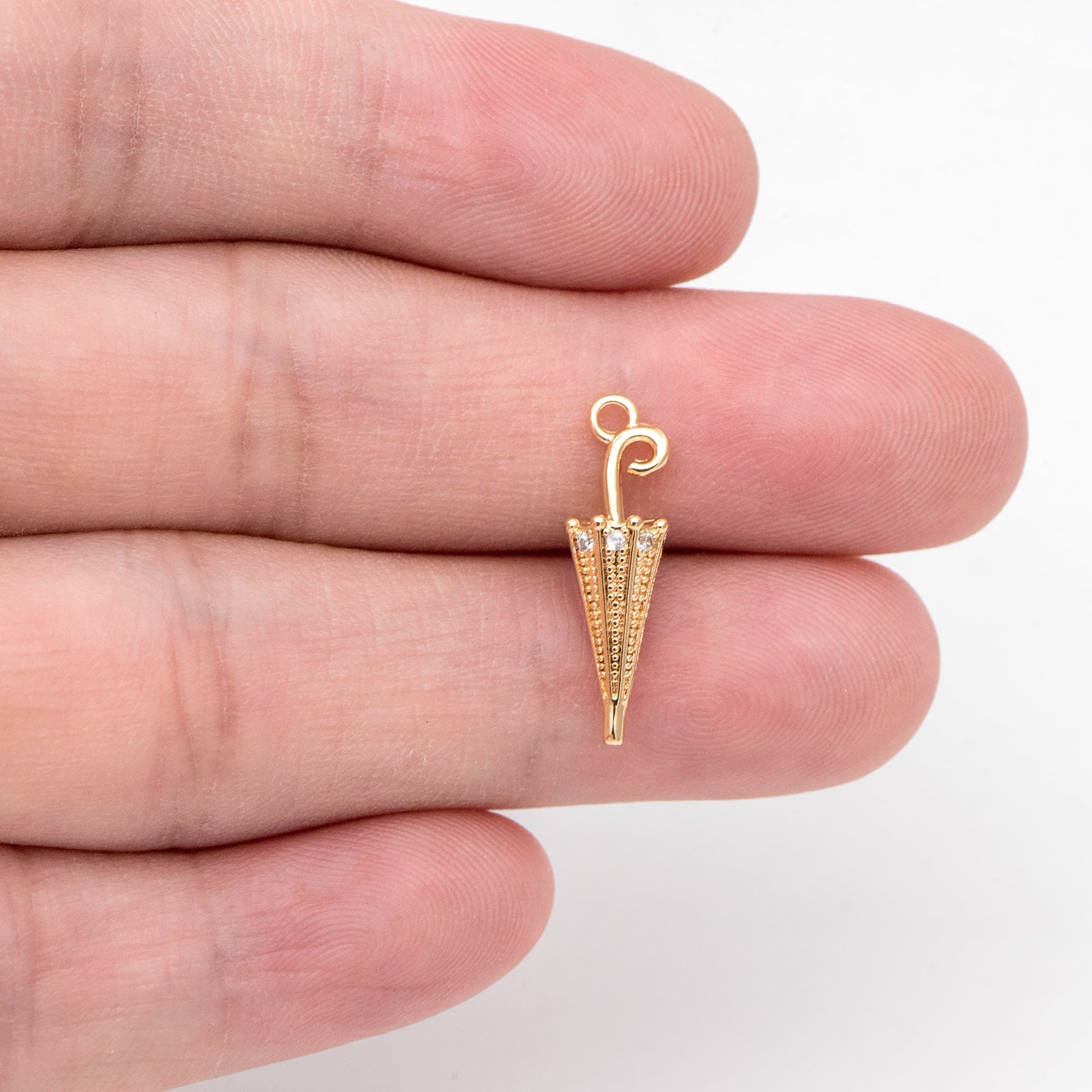 4pcs CZ pave Umbrella Charm, Earring Charm, Jewelry Making Supplies, DIY Material Wholesale (GB-2417)