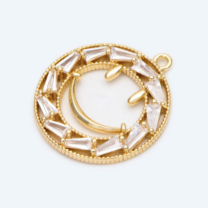 4pcs CZ pave Gold Hammered Smile Face Charm, Jewelry Making, Diy Material, Jewelry Supplies (GB-2421)