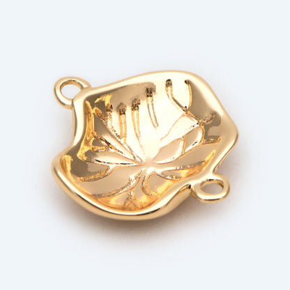 10pcs Gold Lotus Leaf Connectors, 18K Gold plated Brass, Lotus Leaf Charm Connectors (GB-3076-A)