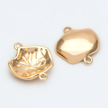 10pcs Gold Lotus Leaf Connectors, 18K Gold plated Brass, Lotus Leaf Charm Connectors (GB-3076-A)