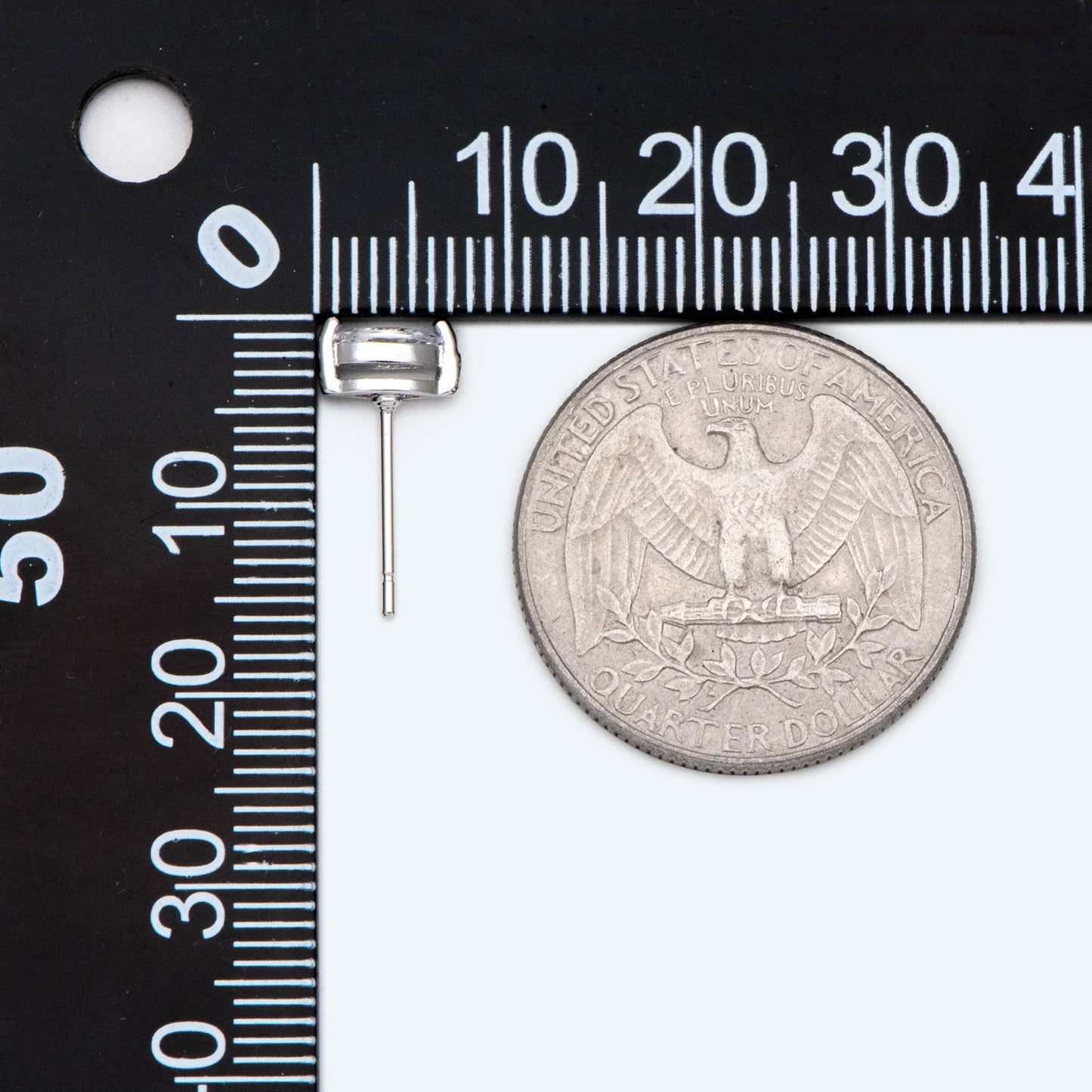 10pcs Marquise CZ Stud Earring 7.2x3.2mm, Gold/ Rhodium Plated Brass Stud Earrings (#GB-2618-A)