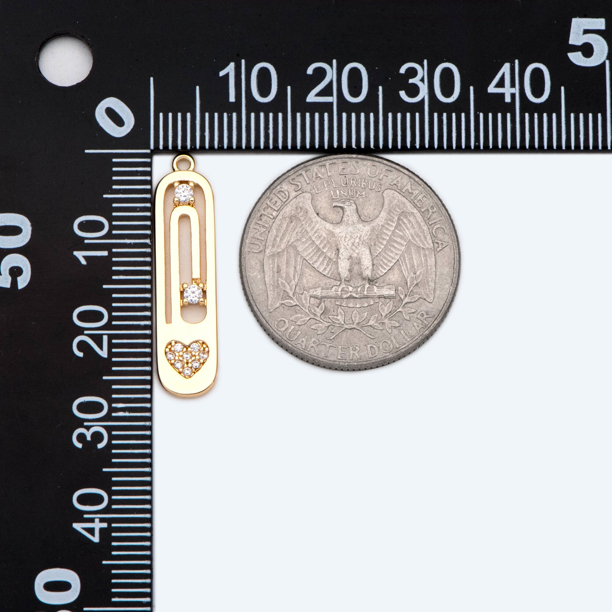 4pcs CZ Pave Gold Heart Oval Charms, Brass Long Oval Hoops, Geometric Hoop Circle Connector Pendants (GB-2477)