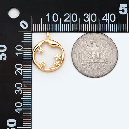10pcs CZ pave Gold Irregular Circle and Star Pendants, 18K Gold plated Brass, Rhinestone Round Hoop Circle Charms (GB-2482)
