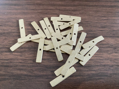 20pcs Raw Brass Rectangle Link Pendants, Geometric Bar Charms 20x4mm (RB-128)