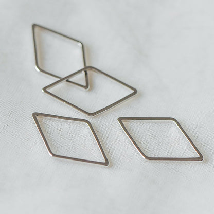 10pcs Rhombus Link Charms 16x9mm, Gold/ Silver tone Geometric Hoops, Rhombus Connector Pendants (GB-2258)