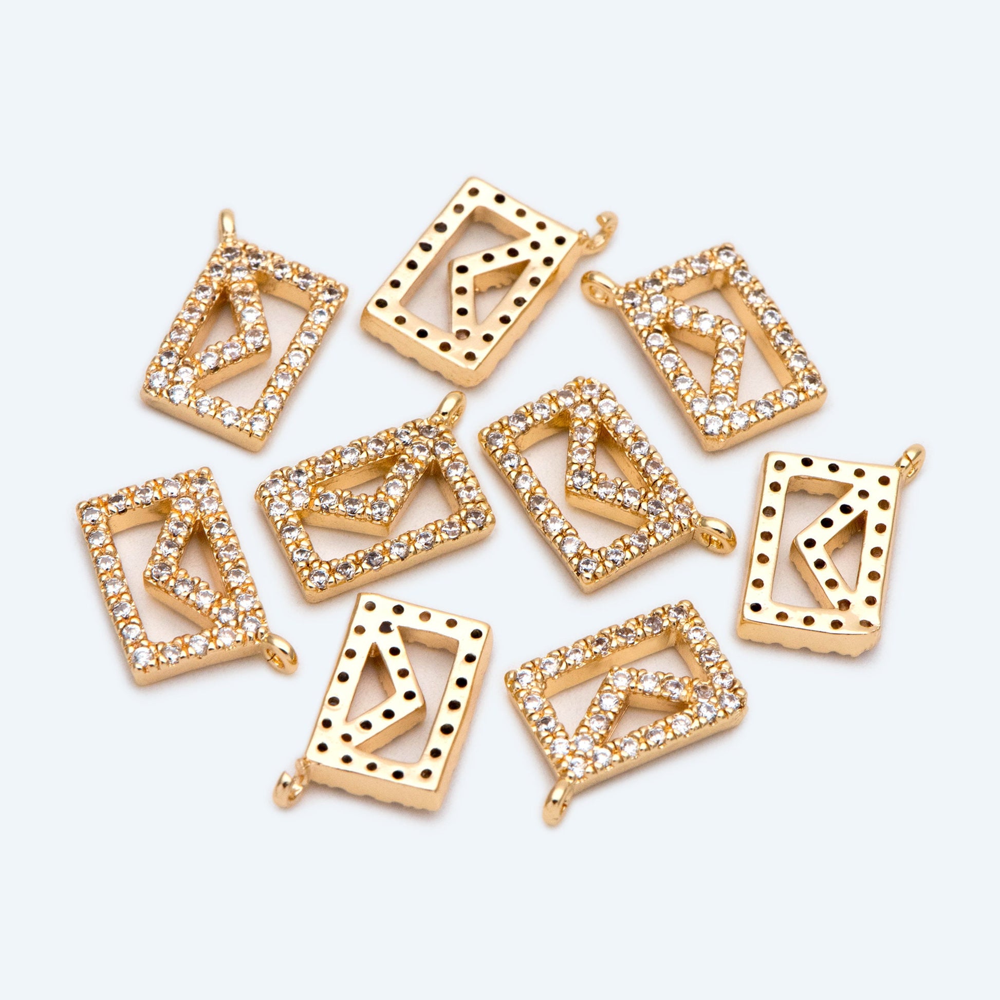 4pcs CZ pave Gold Envelope Charms, Envelope Pendant, Letter Envelope, Dainty Charms (GB-2371)