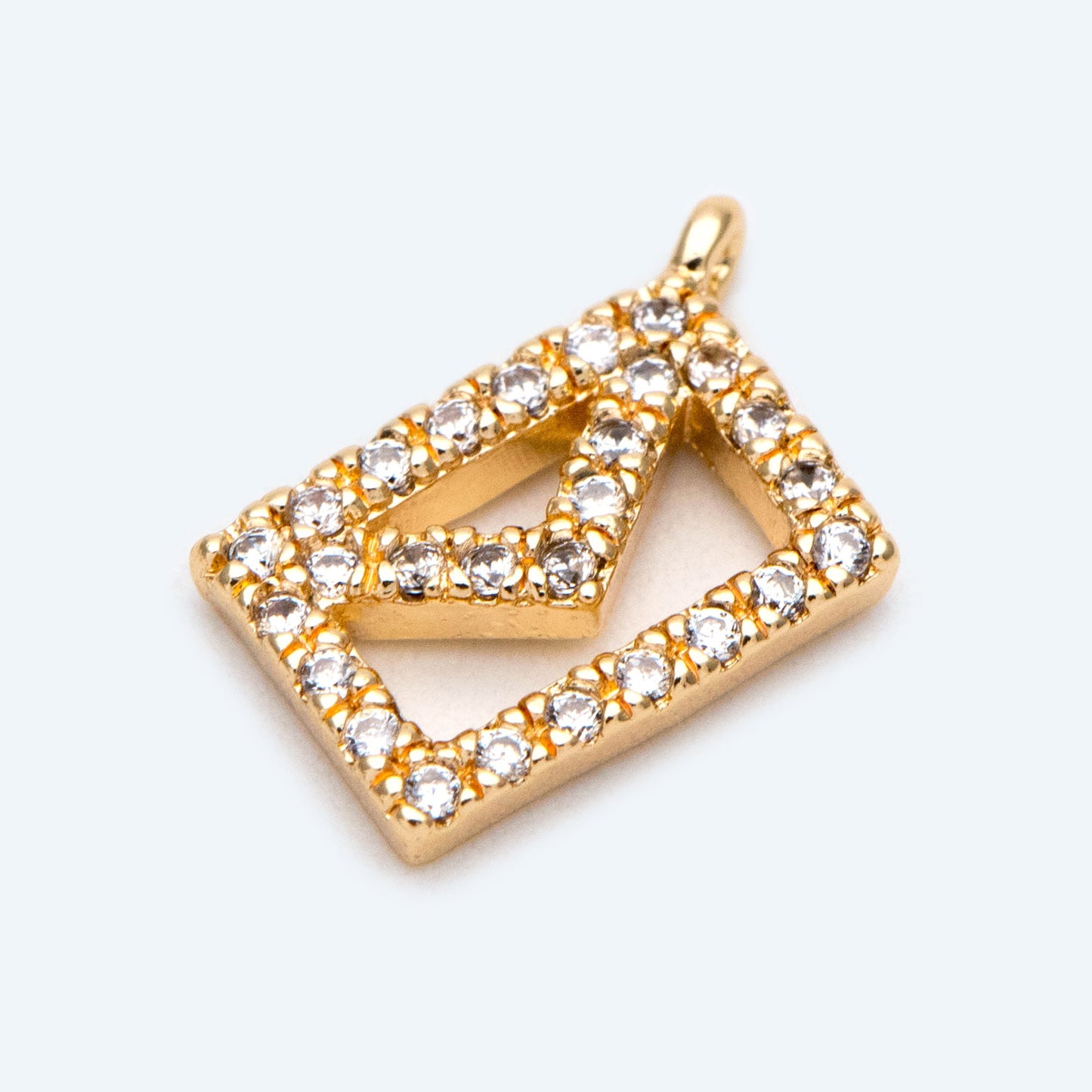 4pcs CZ pave Gold Envelope Charms, Envelope Pendant, Letter Envelope, Dainty Charms (GB-2371)