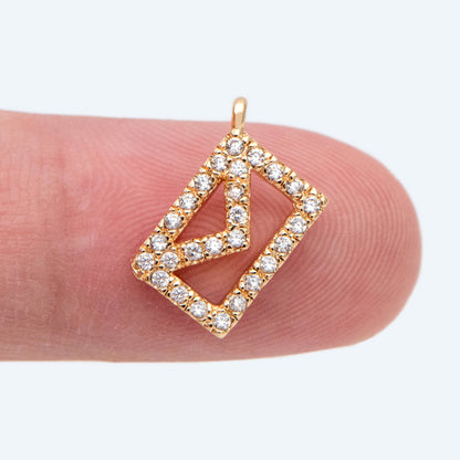 4pcs CZ pave Gold Envelope Charms, Envelope Pendant, Letter Envelope, Dainty Charms (GB-2371)