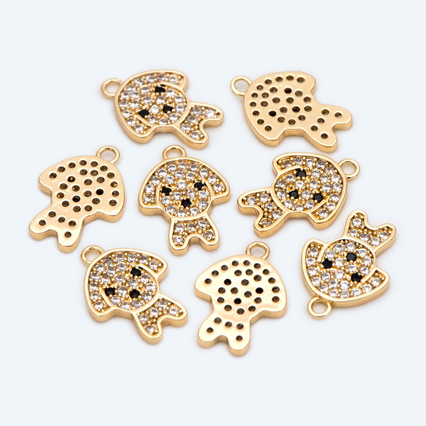 4pcs CZ Pave Gold/ Silver Dog Charms, Tiny Dog Charms, Jewelry Making, Diy Material, Jewelry Supplies (GB-2074-B)