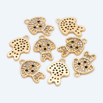 4pcs CZ Pave Gold/ Silver Dog Charms, Tiny Dog Charms, Jewelry Making, Diy Material, Jewelry Supplies (GB-2074-B)