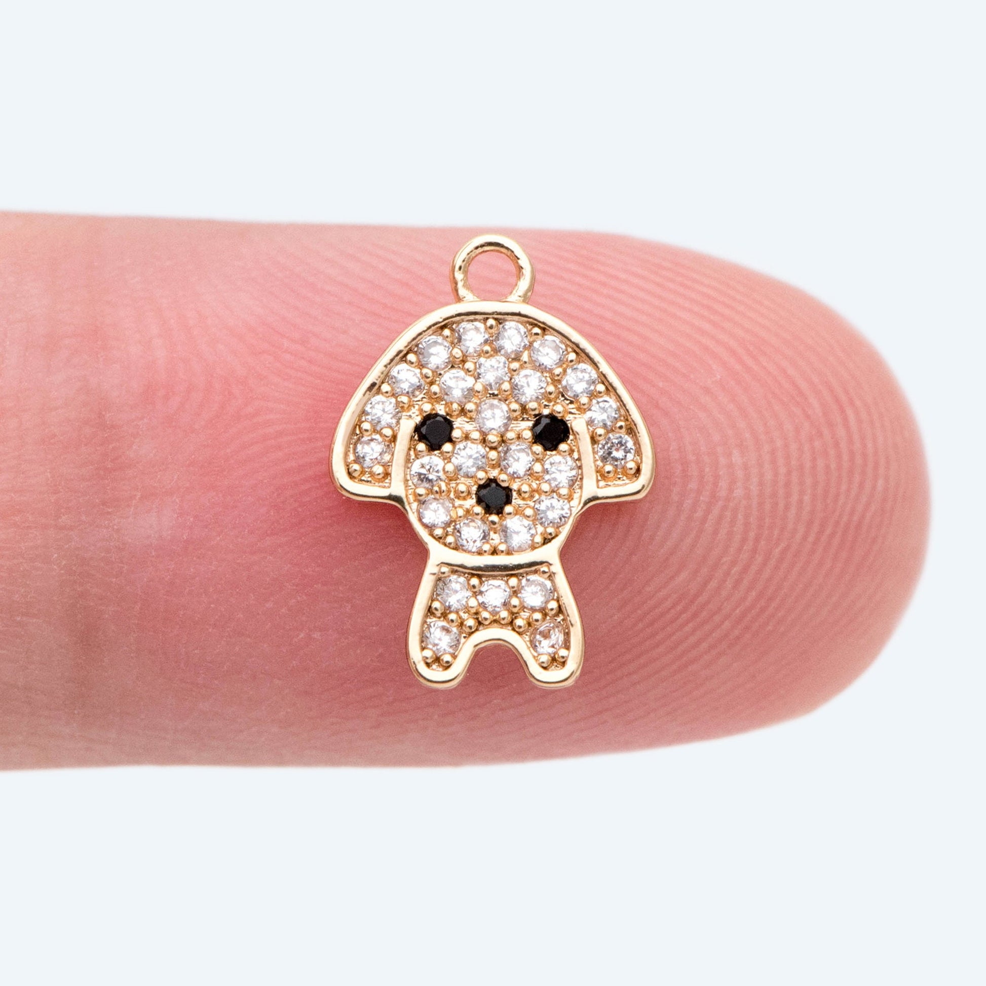 4pcs CZ Pave Gold/ Silver Dog Charms, Tiny Dog Charms, Jewelry Making, Diy Material, Jewelry Supplies (GB-2074-B)
