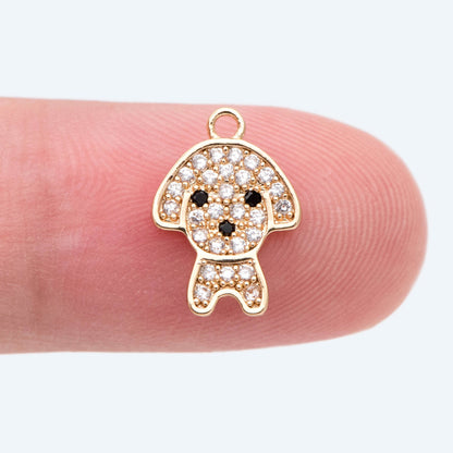 4pcs CZ Pave Gold/ Silver Dog Charms, Tiny Dog Charms, Jewelry Making, Diy Material, Jewelry Supplies (GB-2074-B)