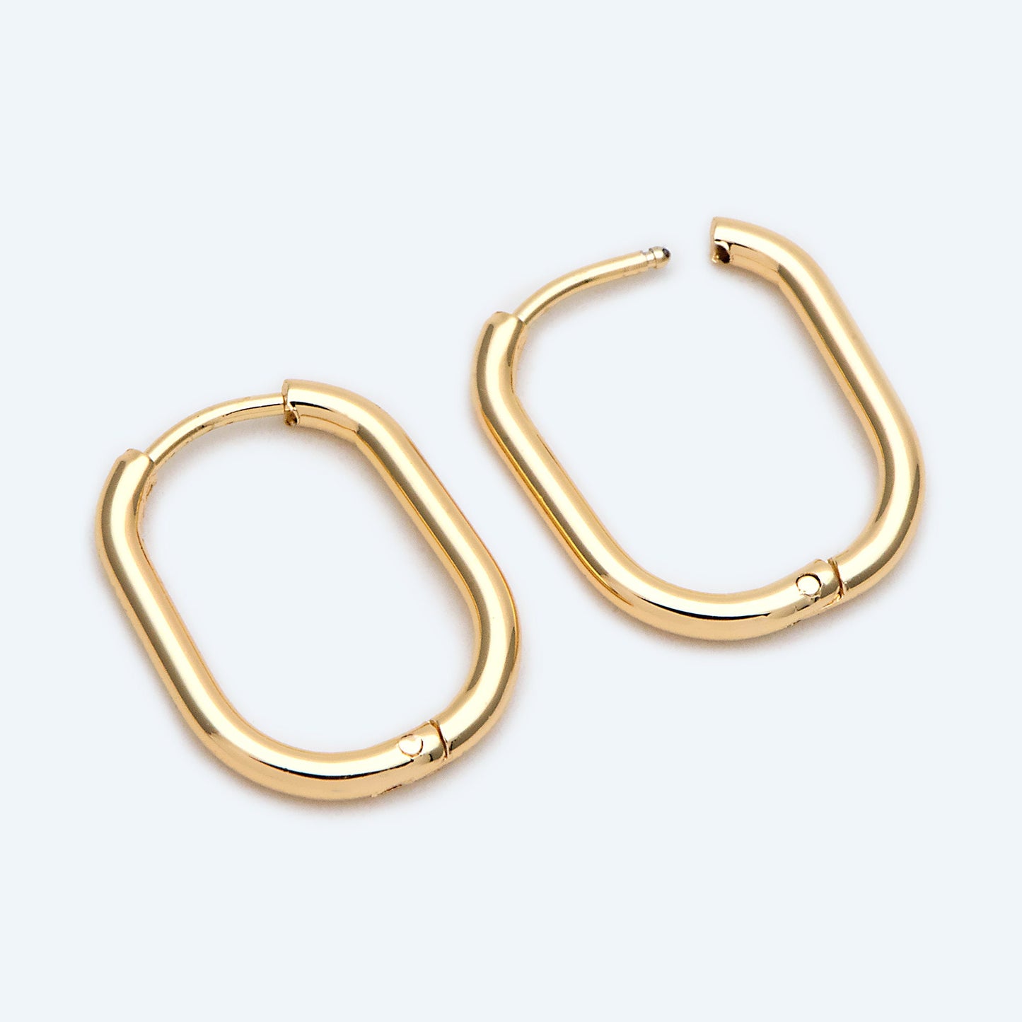 4pcs Oval Huggie Earrings, Oval Hoop Earrings 20x15mm, 18K Gold/ Rhodium plated Stainless Steel, Geometric Earring Supplies (GB-2388-B)