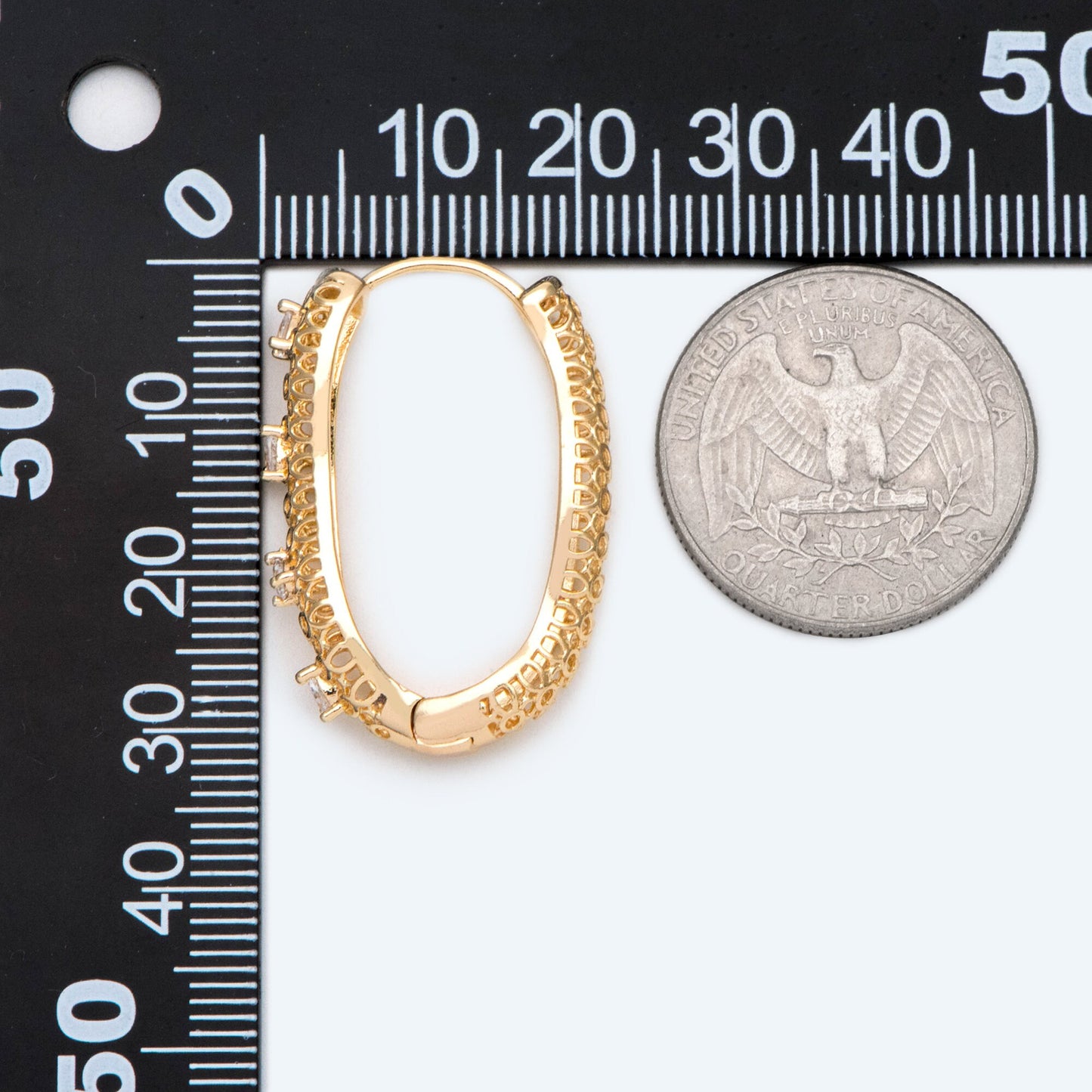 4pcs CZ Pave Gold Filigree Hoop Earrings, Hollow Earrings (GB-2440)