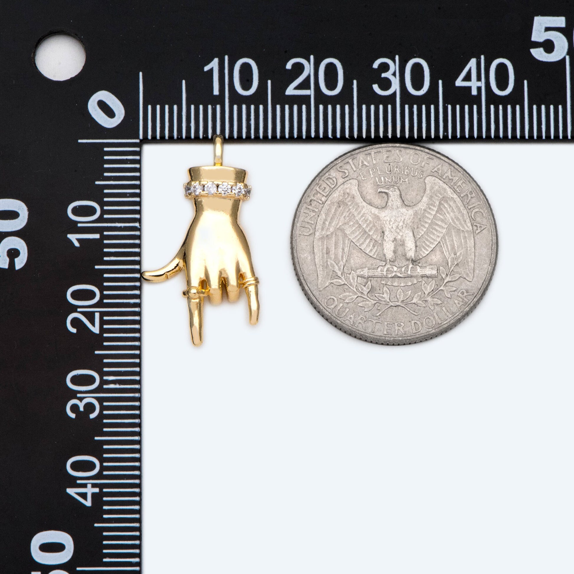 4pcs CZ Pave Gold Hand Charm, Earring Charm, Jewelry Making, Diy Material, Jewelry Supplies (GB-4156-A)