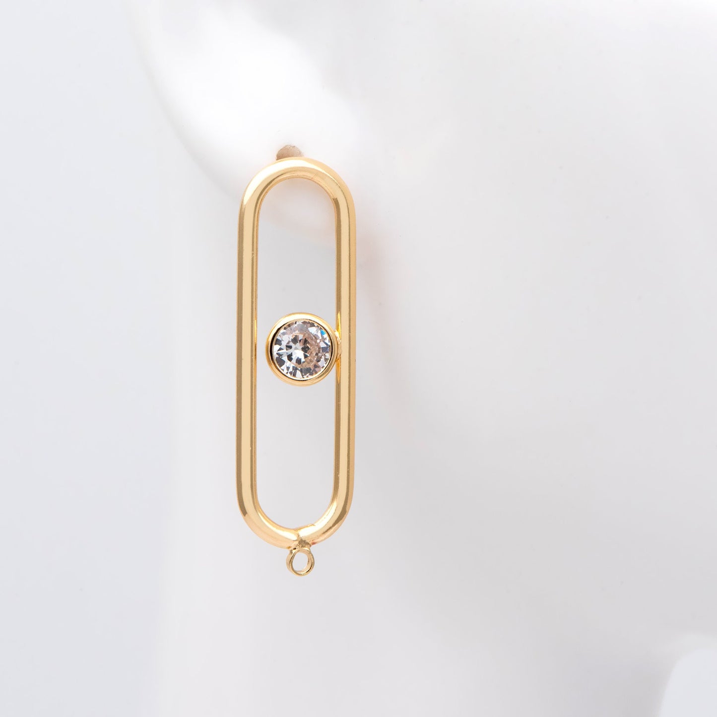 4pcs CZ pave Gold Oval Ear Posts, Geometric Stud Earring, Jewelry Supply (GB-2397)