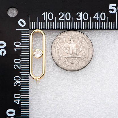 4pcs CZ pave Gold Oval Ear Posts, Geometric Stud Earring, Jewelry Supply (GB-2397)