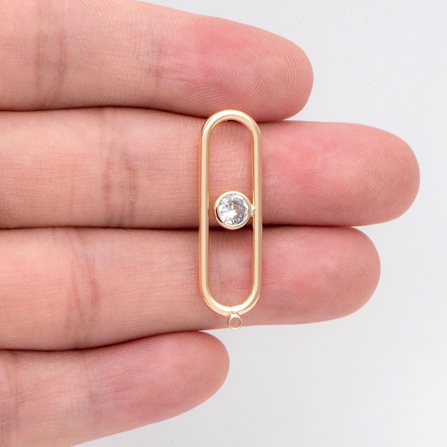 4pcs CZ pave Gold Oval Ear Posts, Geometric Stud Earring, Jewelry Supply (GB-2397)