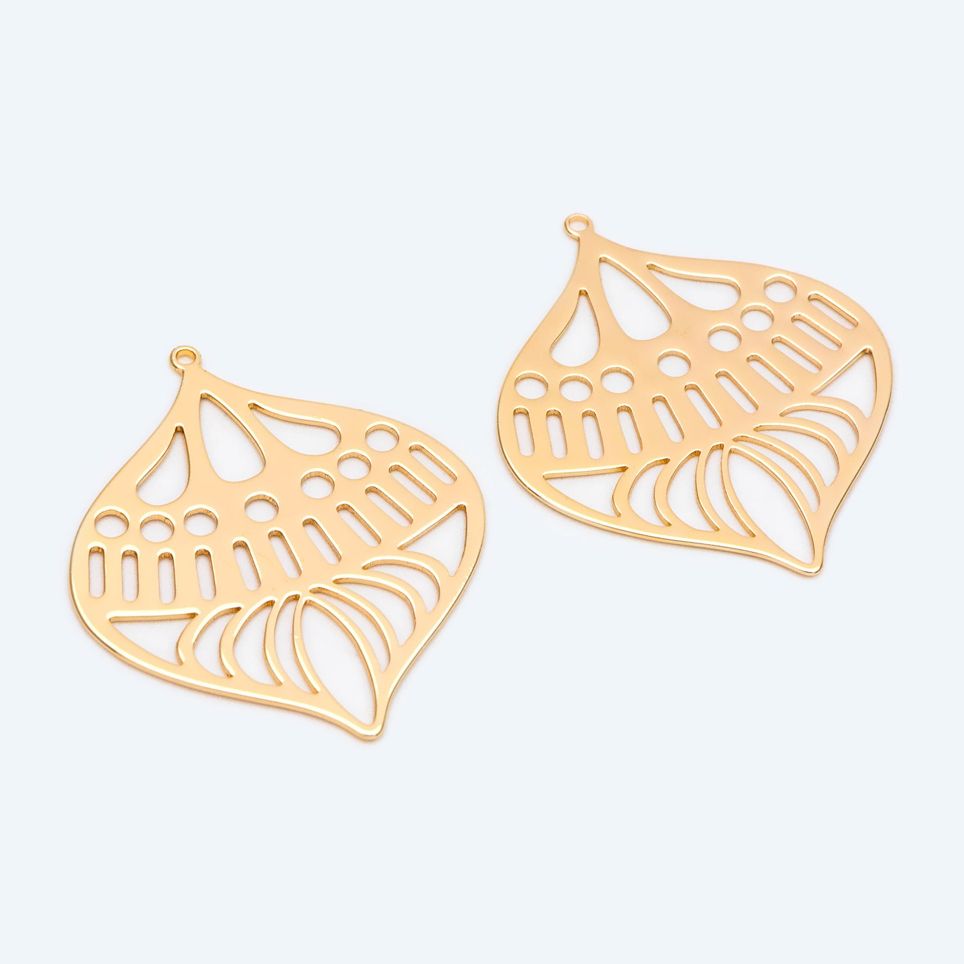 4pcs Gold/ Silver Geometry Teardrop Connector, Geometric Earring Charms, Teardrop Pendant Charms, Laser Cut Geometric Jewelry (GB-2402)