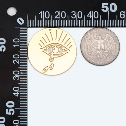 4pcs Gold Plated Crying Eye Charms: DIY Earring Pendant Findings, Jewelry Making (GB-1435-D)