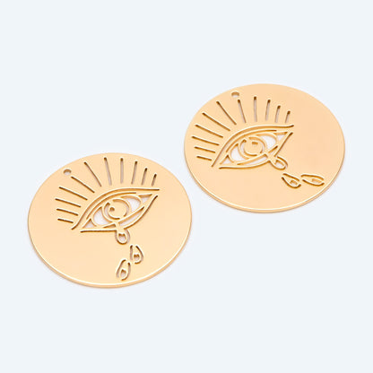 4pcs Gold Plated Crying Eye Charms: DIY Earring Pendant Findings, Jewelry Making (GB-1435-D)