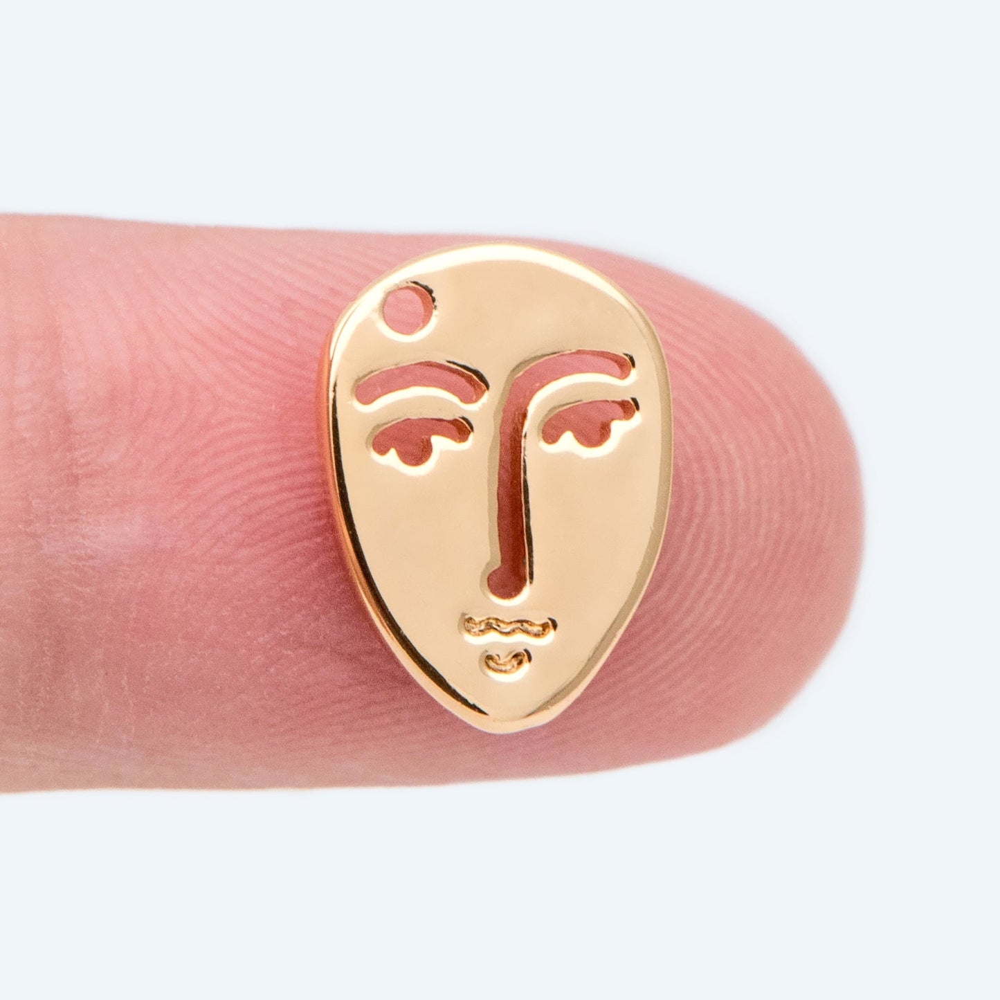 10pcs Gold Face Charm 13x10mm, 18K Gold plated Brass, Outline Man Face Pendants (GB-2419)