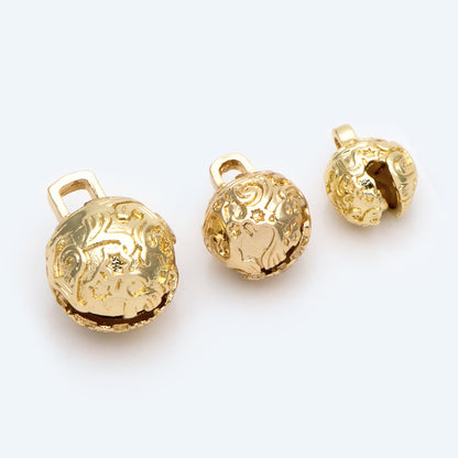10pcs Gold Carved Star Sky Tinkle Bell, Jingle Bell, Dangle Charms Pendants (GB-2545)