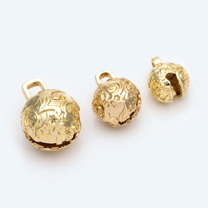 10pcs Gold Carved Star Sky Tinkle Bell, Jingle Bell, Dangle Charms Pendants (GB-2545)