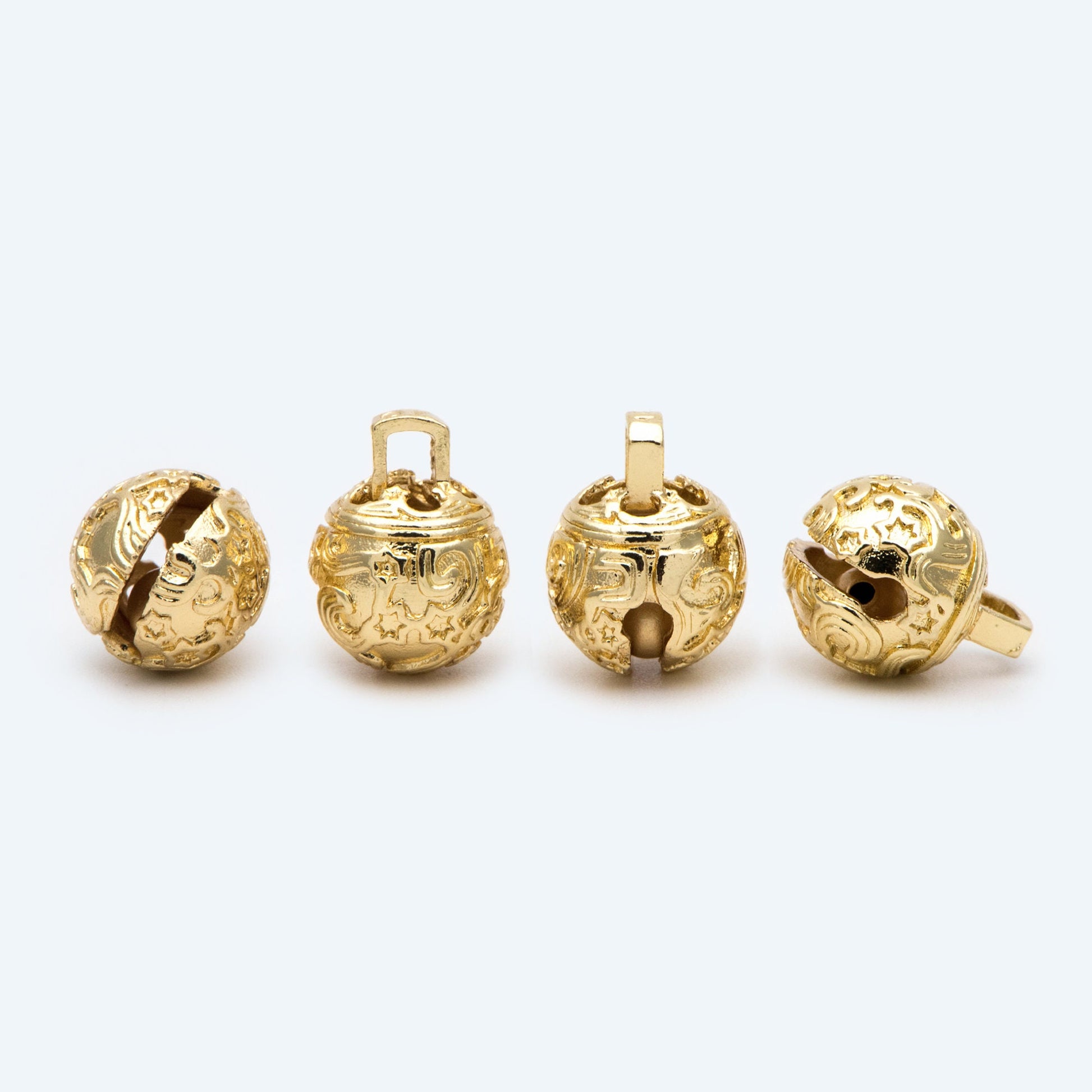 10pcs Gold Carved Star Sky Tinkle Bell, Jingle Bell, Dangle Charms Pendants (GB-2545)