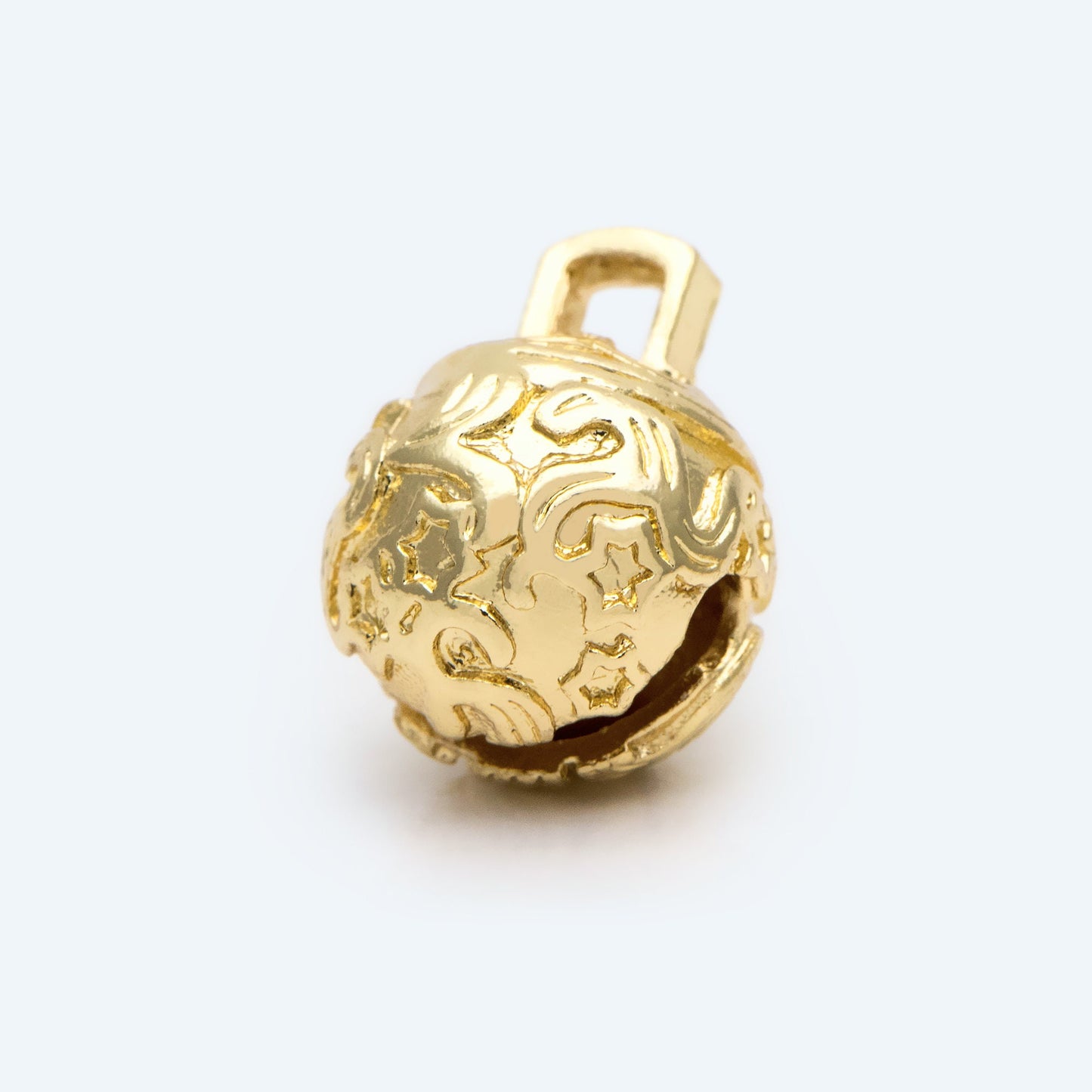 10pcs Gold Carved Star Sky Tinkle Bell, Jingle Bell, Dangle Charms Pendants (GB-2545)