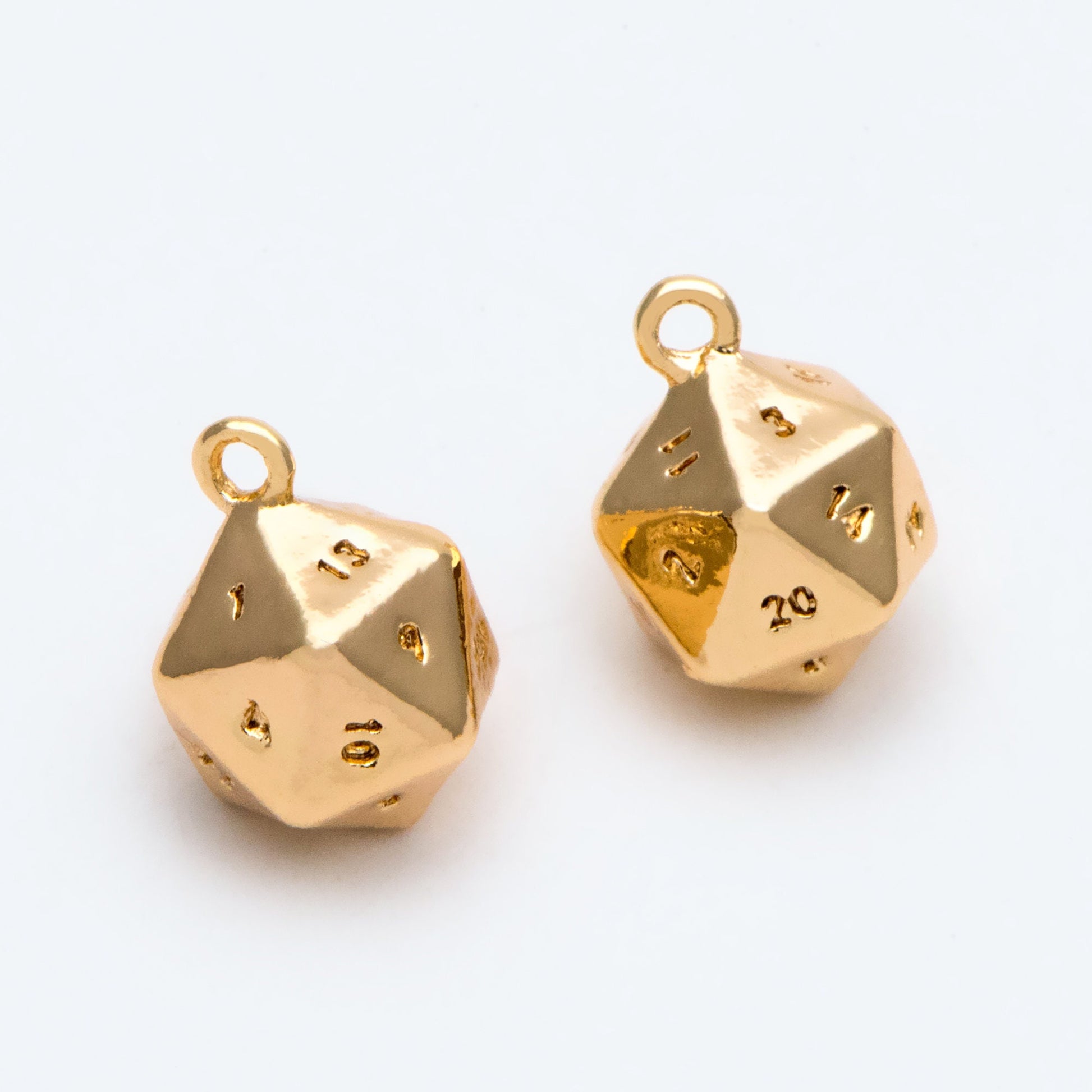 10pcs Gold/ Silver tone Dice Pendant, Polyhedron Pendant, Square Faceted Necklace, Metal Dice Necklace, Dice Charm (GB-2554)