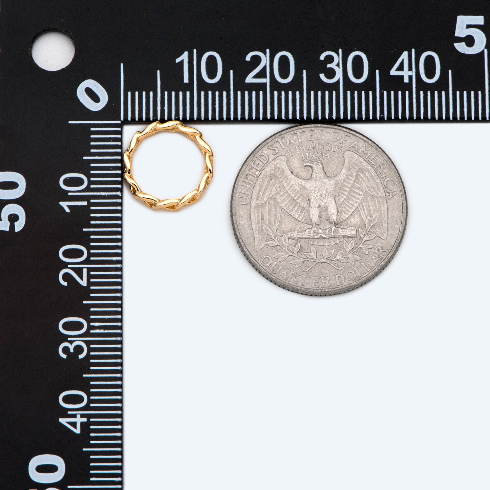 10pcs Gold Ring Charm 12mm, 18K Gold plated Brass, Chain Hoop Charm (GB-2557)