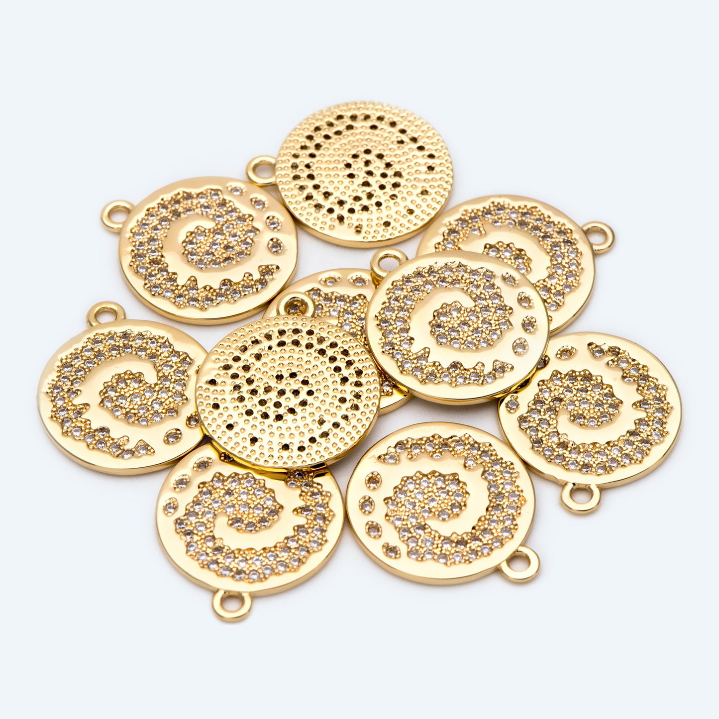 4pcs CZ Pave Gold Vortex Charms, Earring Findings, Jewelry Making, Diy Material, Jewelry Supplies (GB-1872-A)