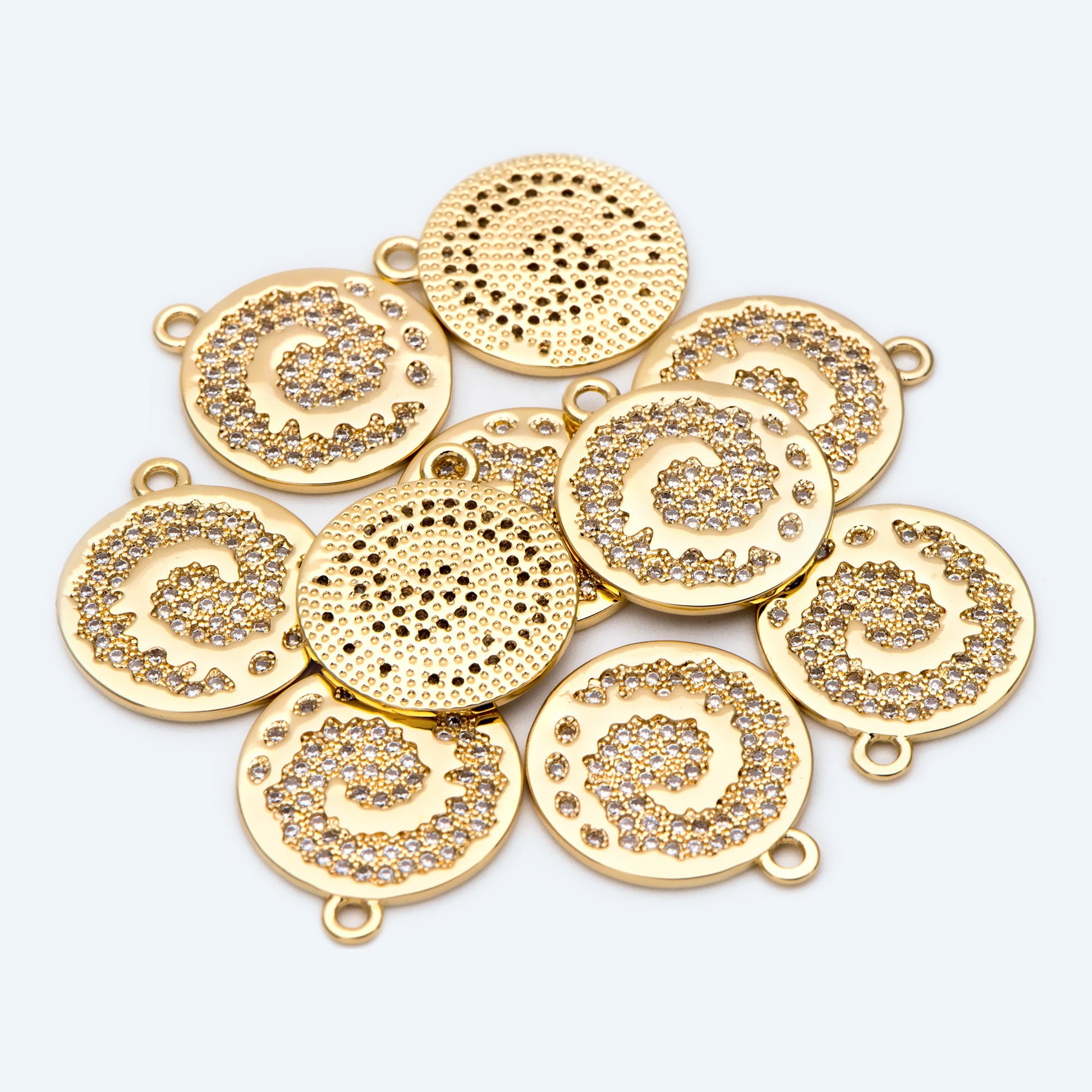4pcs CZ Pave Gold Vortex Charms, Earring Findings, Jewelry Making, Diy Material, Jewelry Supplies (GB-1872-A)