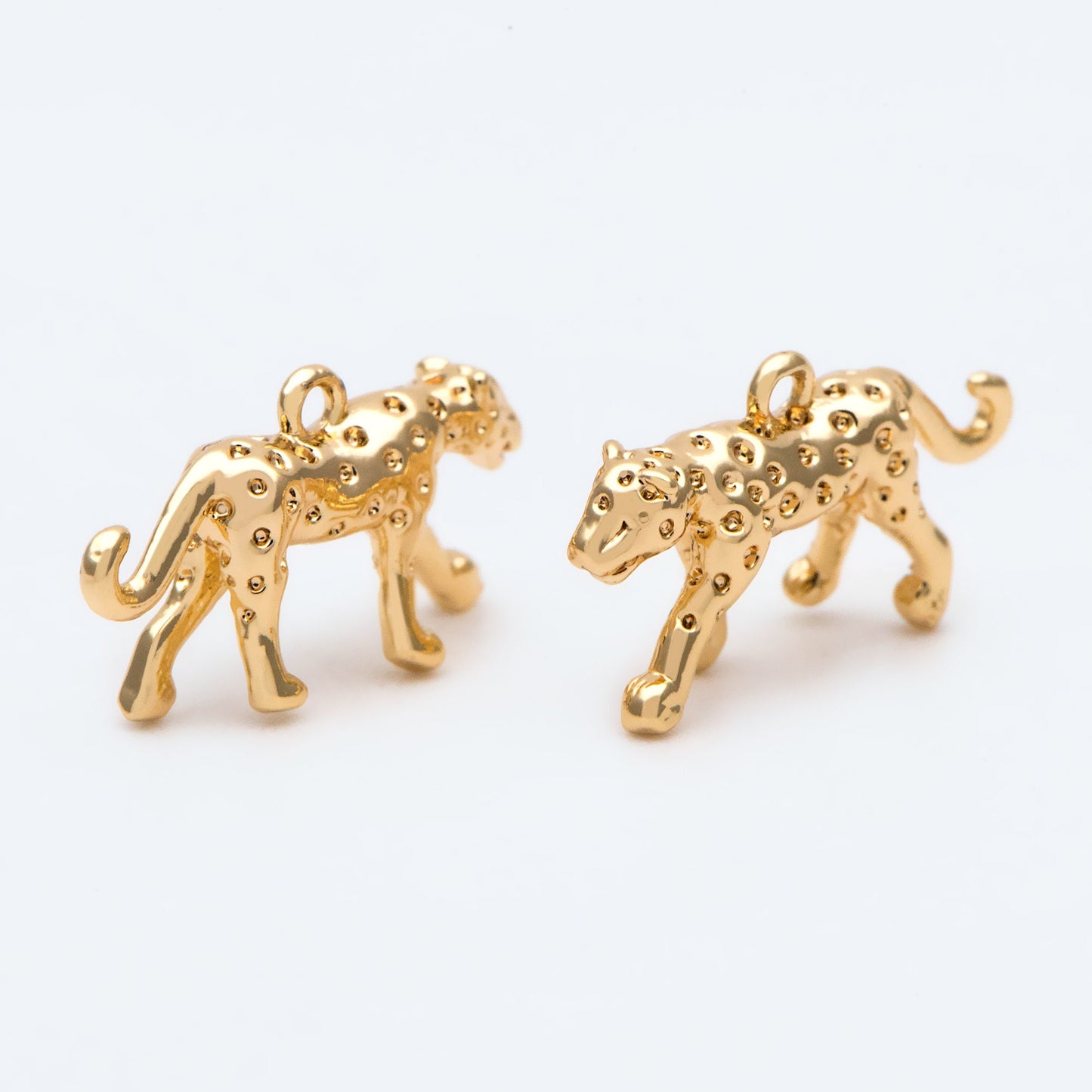 10pcs Gold Tiny Glossy Leopard Charm, Jewelry Making, Diy Material, Jewelry Supplies (GB-2707-B)