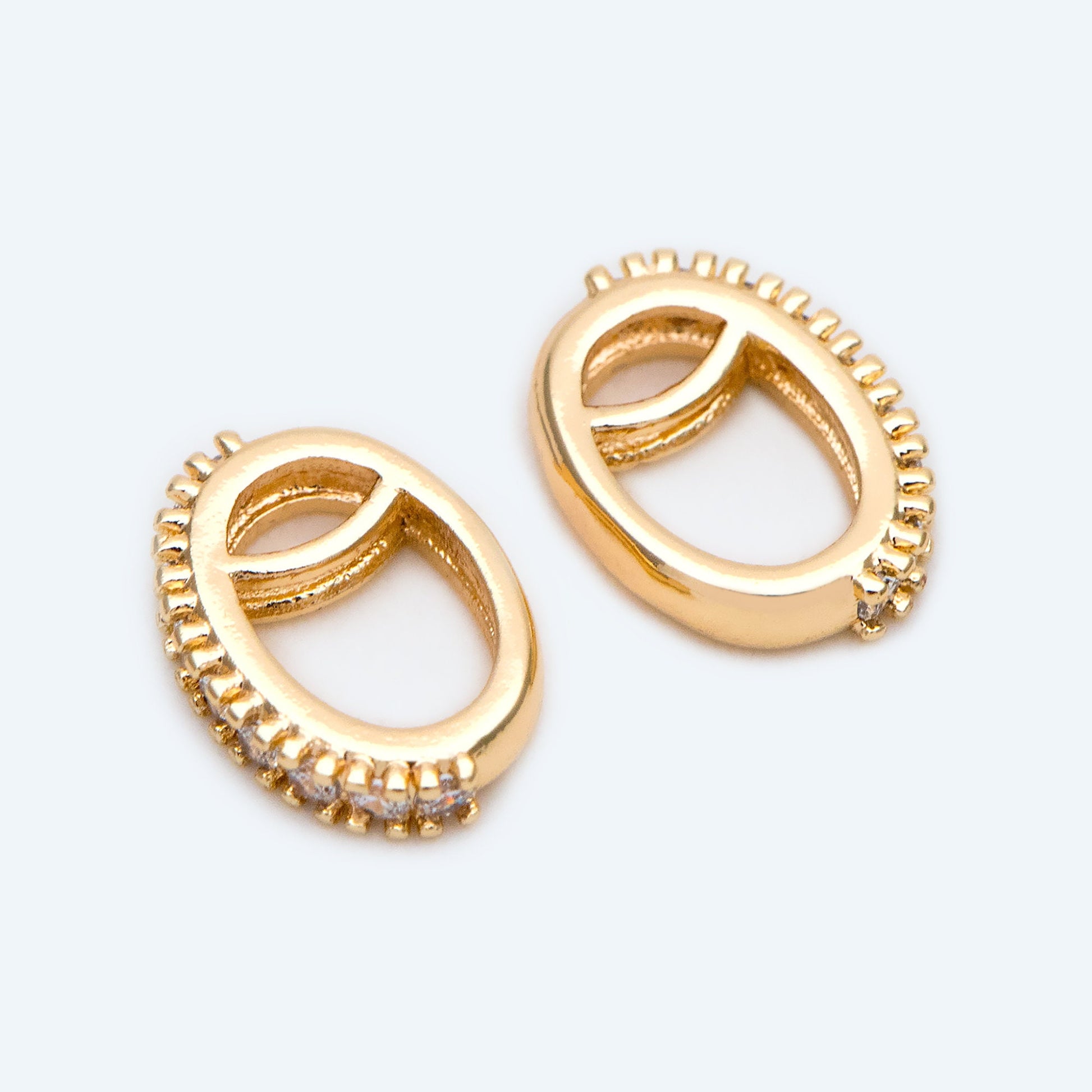 10pcs CZ Pave Gold Pendant Bail, Necklace Bail Connectors, Charm Bails Jewelry Findings (GB-1468-G)