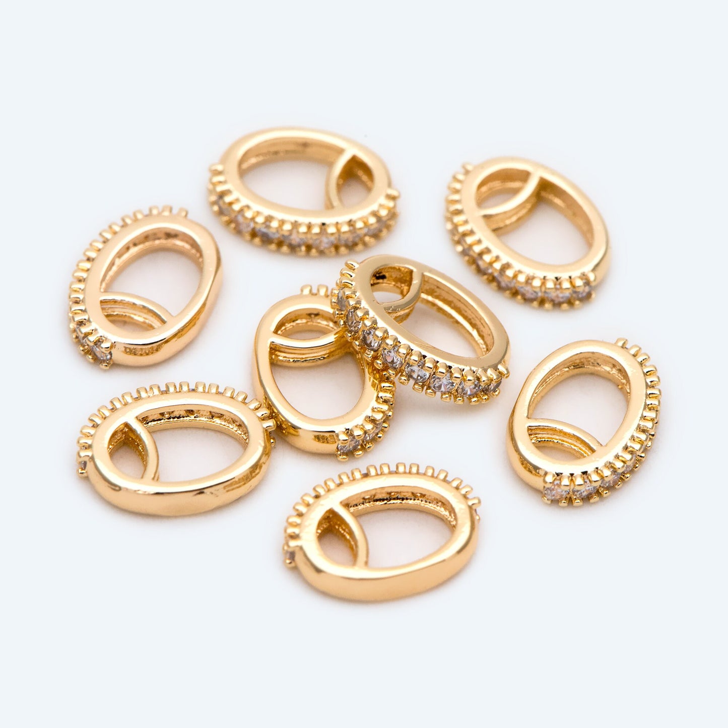 10pcs CZ Pave Gold Pendant Bail, Necklace Bail Connectors, Charm Bails Jewelry Findings (GB-1468-G)