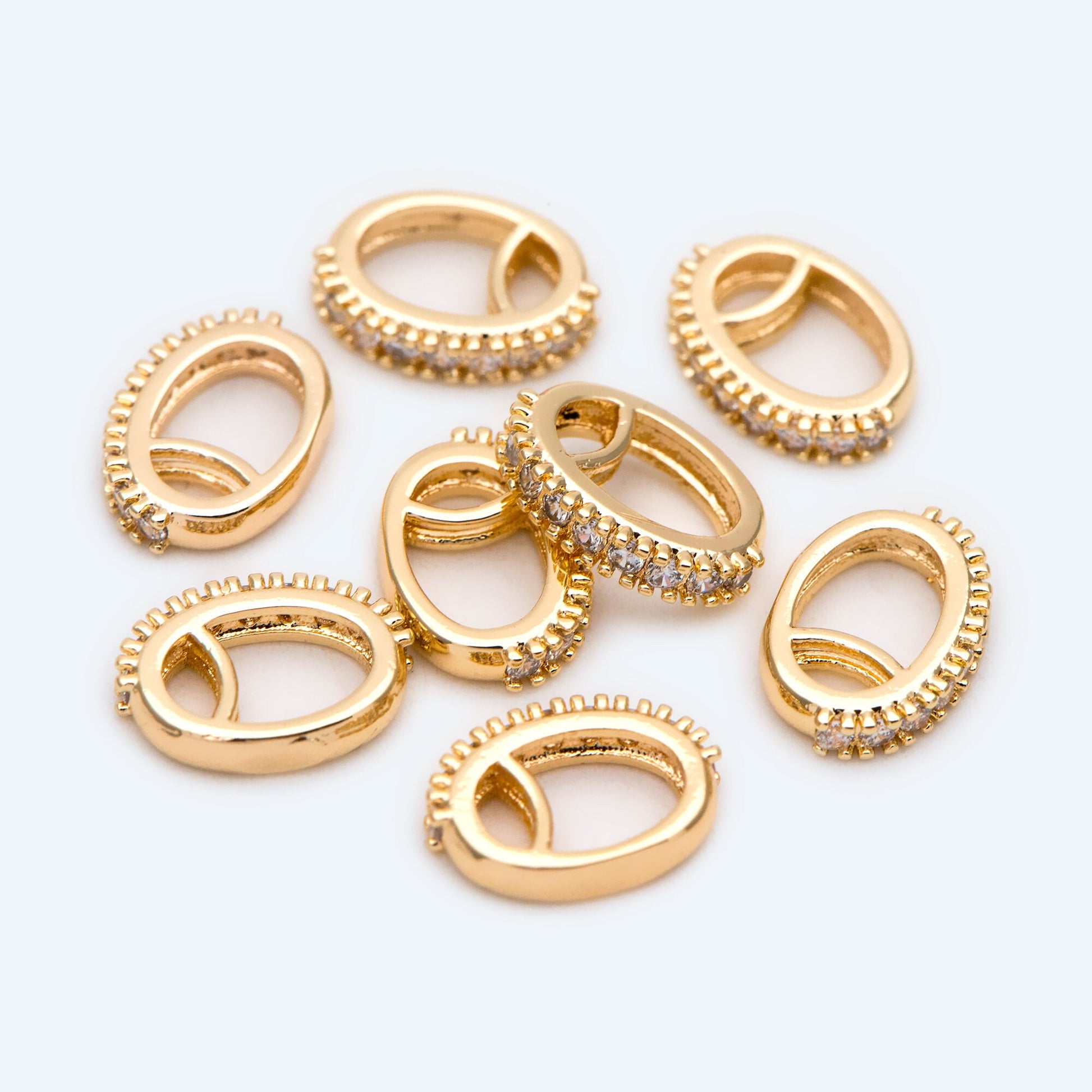 10pcs CZ Pave Gold Pendant Bail, Necklace Bail Connectors, Charm Bails Jewelry Findings (GB-1468-G)