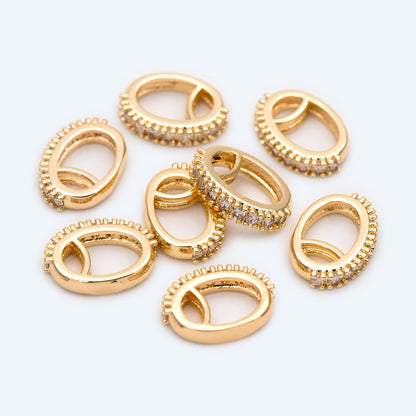 10pcs CZ Pave Gold Pendant Bail, Necklace Bail Connectors, Charm Bails Jewelry Findings (GB-1468-G)