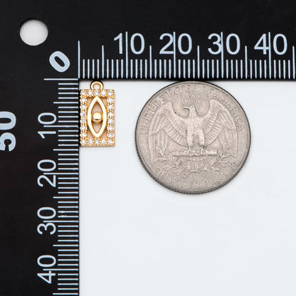 4pcs CZ Pave Evil Eye Rectangle Charm Pendant, Jewelry Making, Diy Material, Jewelry Supplies (GB-1819-M)