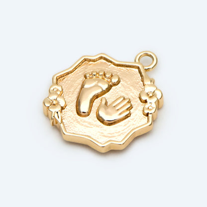 4pcs Footprint and Handprint Charm, Jewelry Supplies, Craft Supplies (GB-2506)