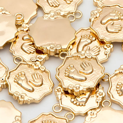 4pcs Footprint and Handprint Charm, Jewelry Supplies, Craft Supplies (GB-2506)