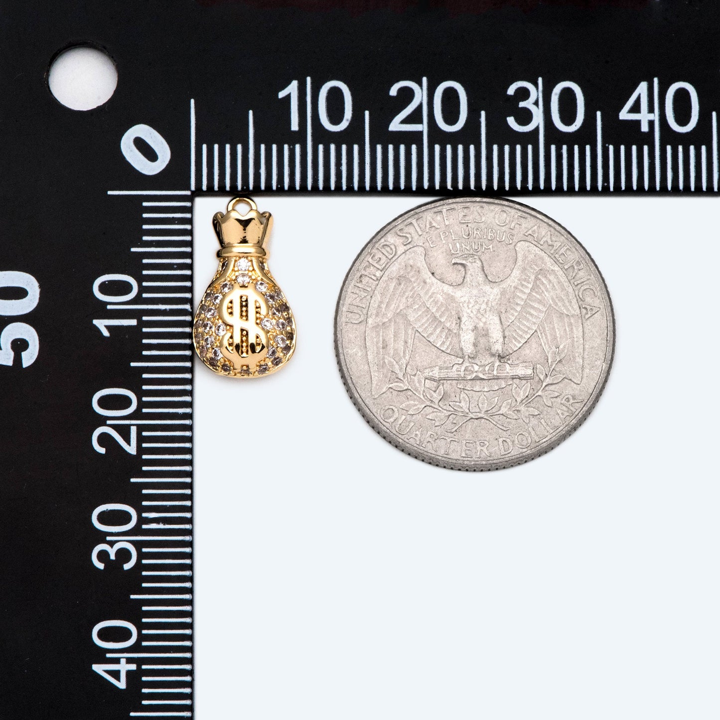 4pcs CZ Pave Gold Money Bag Charms, Jewelry Making, Diy Material, Jewelry Supplies (GB-2512)