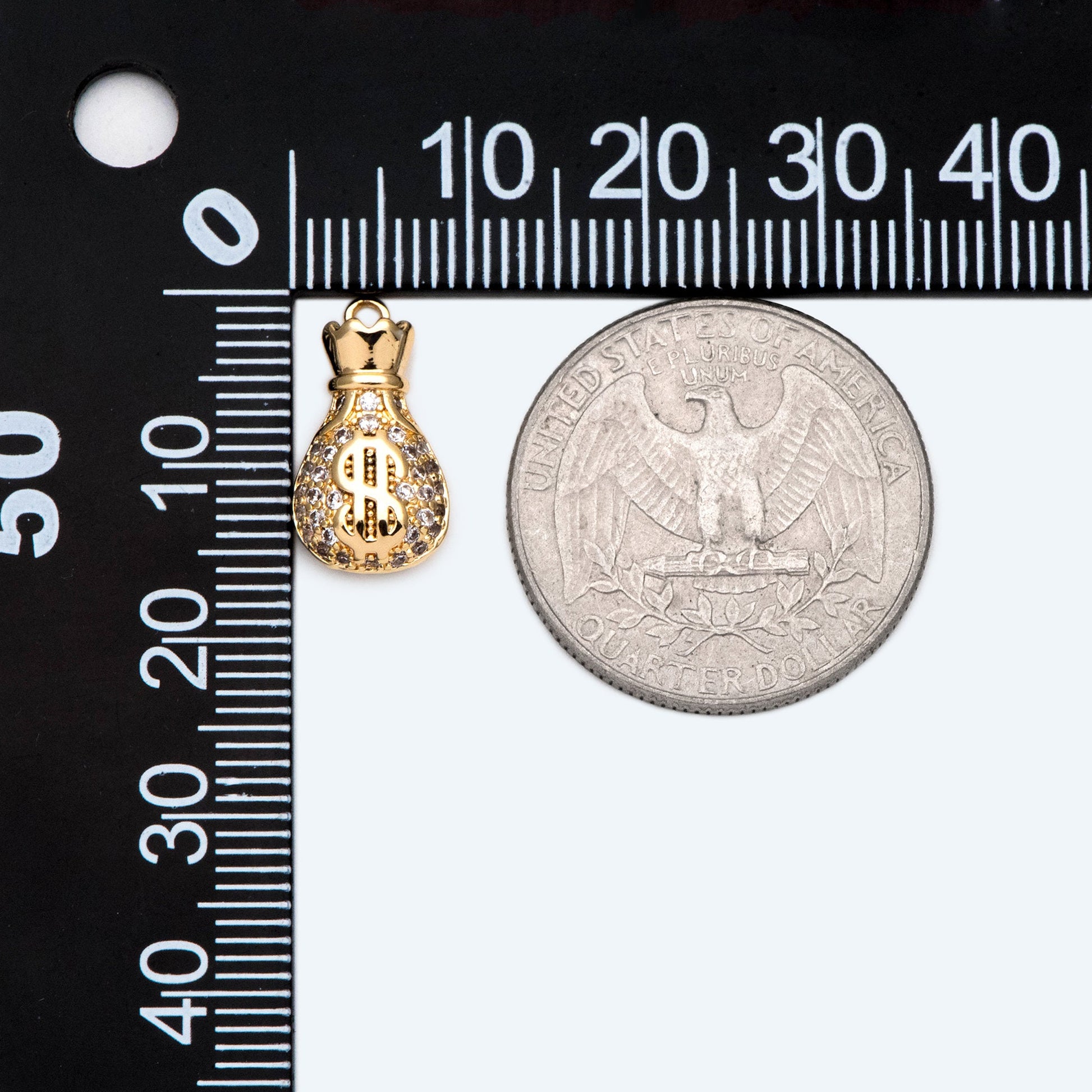 4pcs CZ Pave Gold Money Bag Charms, Jewelry Making, Diy Material, Jewelry Supplies (GB-2512)