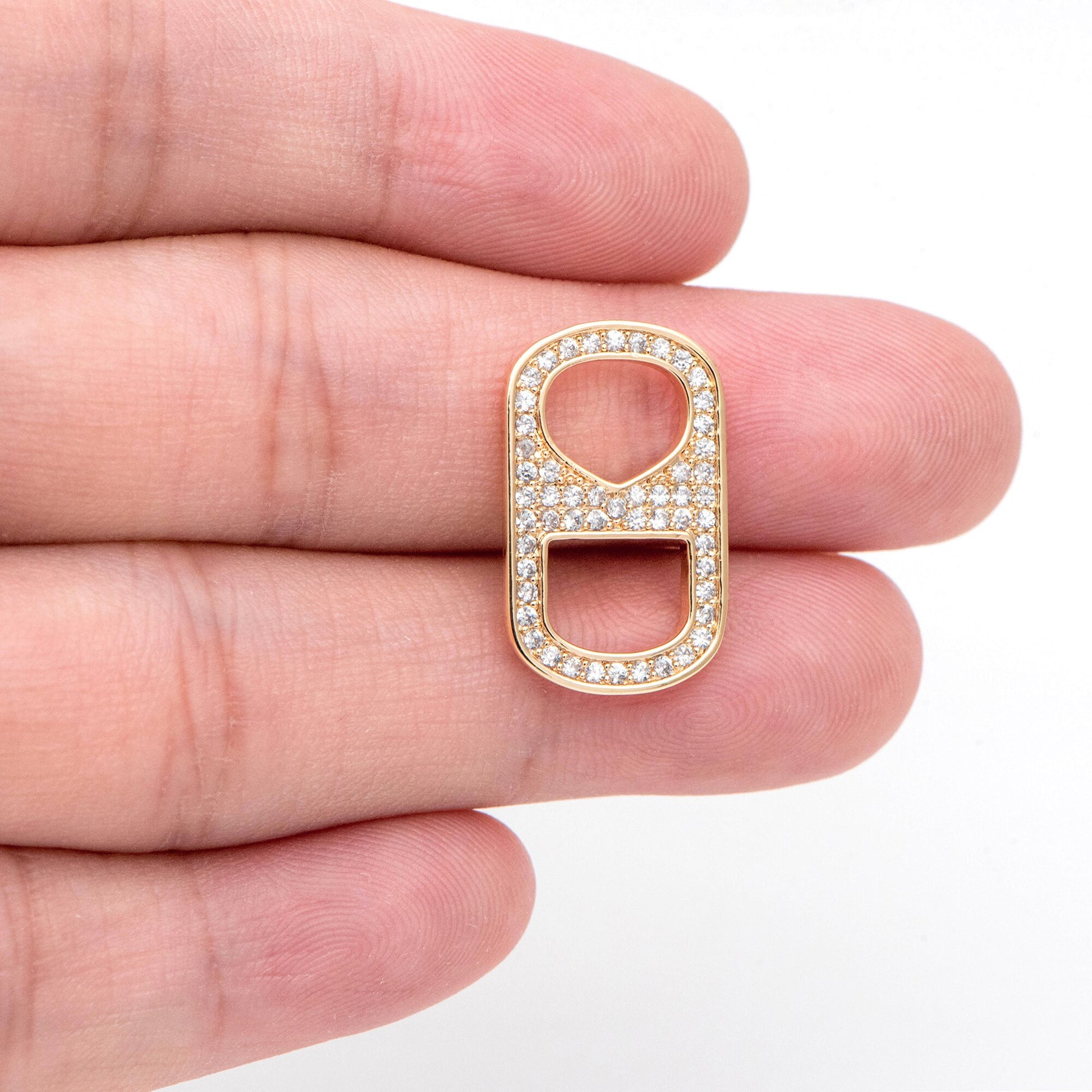 4pcs CZ Pave Soda Tab Charm, Gold Soda Pull-tab Pendant For Earring Bracelet Necklace Jewelry Making Supplies (GB-2132-E)