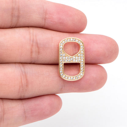 4pcs CZ Pave Soda Tab Charm, Gold Soda Pull-tab Pendant For Earring Bracelet Necklace Jewelry Making Supplies (GB-2132-E)