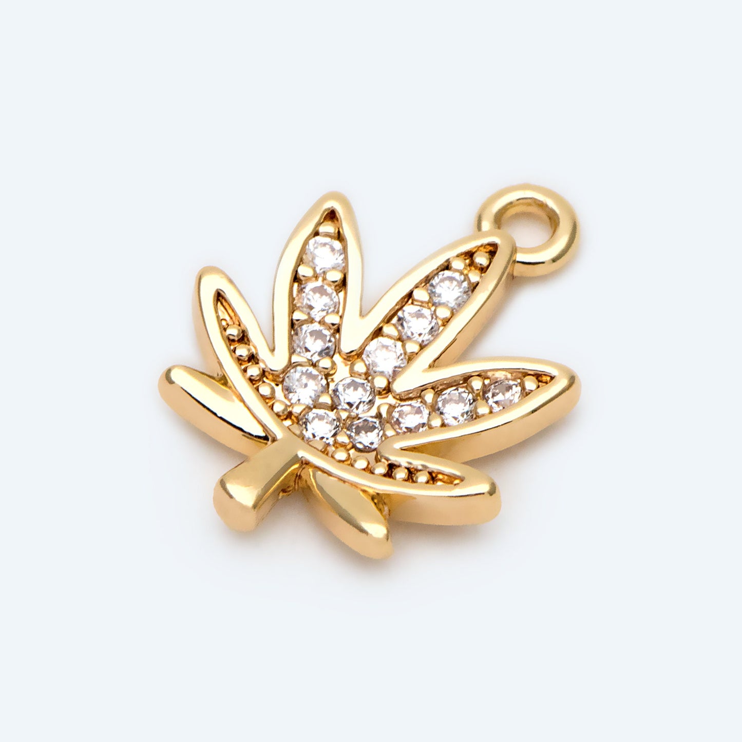 4pcs CZ Pave Gold Maple Leaf Charms, Leaf Pendants, Jewelry Making, Diy Material, Jewelry Supplies (GB-1312-A)