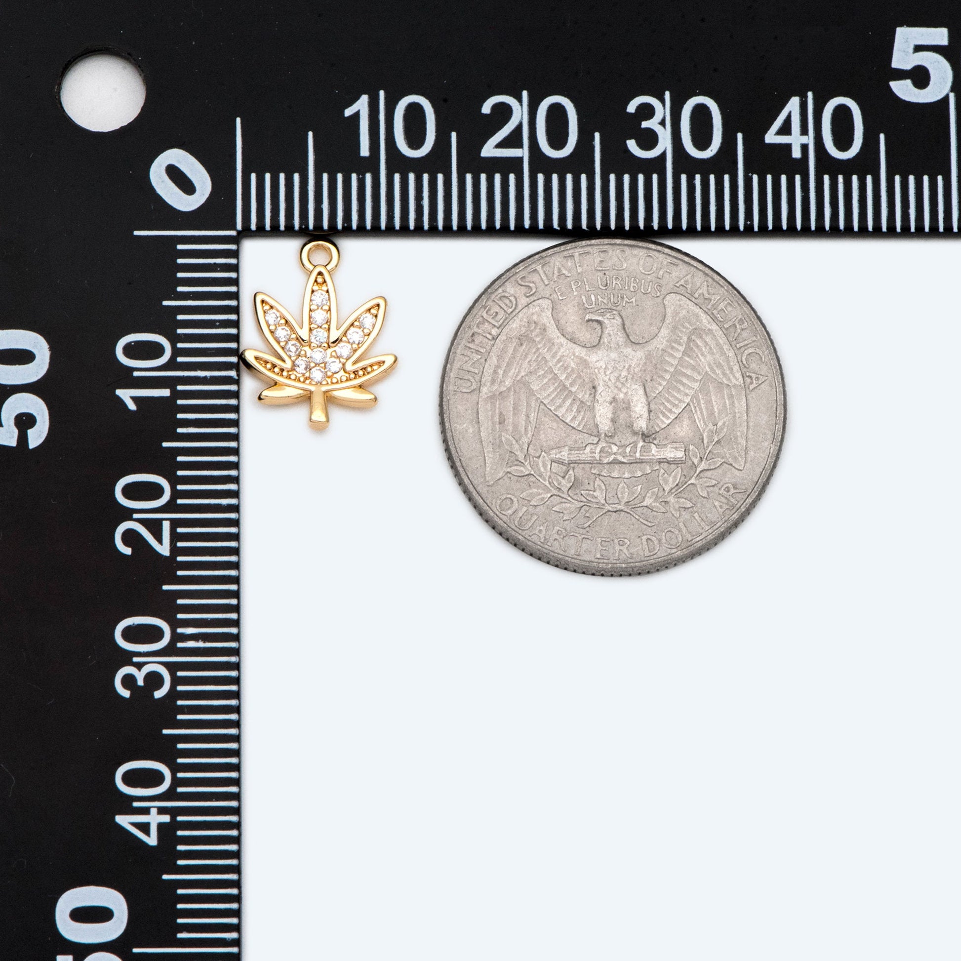 4pcs CZ Pave Gold Maple Leaf Charms, Leaf Pendants, Jewelry Making, Diy Material, Jewelry Supplies (GB-1312-A)